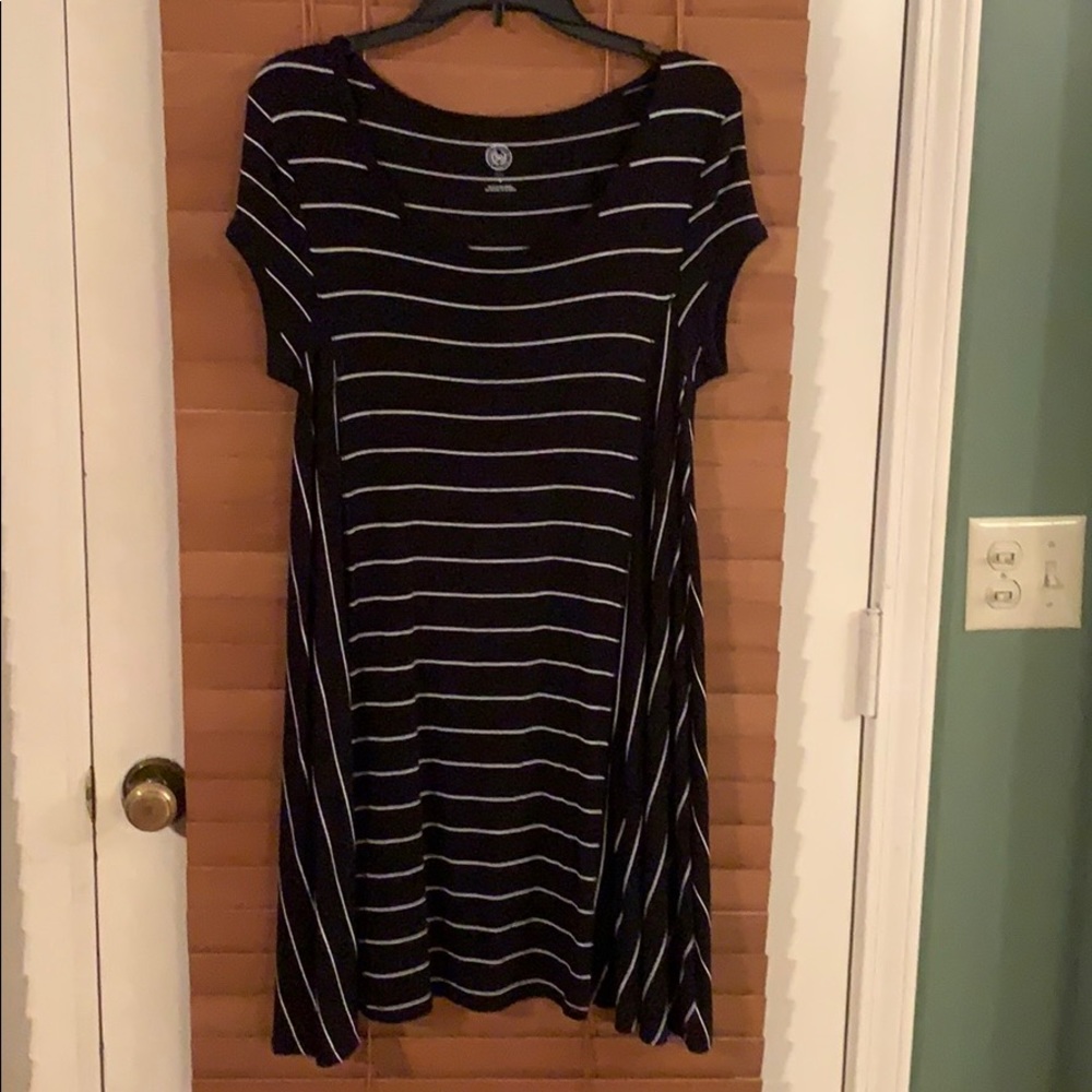Black and white striped T-shirt dress